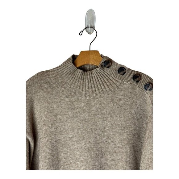 Anthropologie Sweater Women XS Beige Tan Knit Button Shoulder Margarita Tunic - Picture 4 of 11